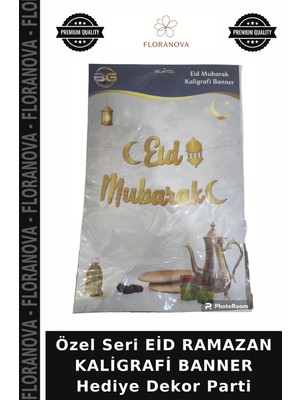 Floranova Özel Seri Eid Ramazan Kaligrafi Banner Hediye Dekor Parti