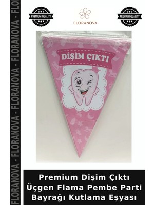 Floranova Premium Dişim Çıktı Üçgen Flama Pembe Parti Bayrağı Kutlama Eşyası