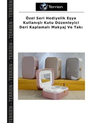 Terrien Özel Seri Hediyelik Eşya Kullanışlı Kutu Düzenleyici Deri Kaplamalı Makyaj ve Takı