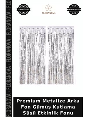 Floranova Premium Metalize Arka Fon Gümüş Kutlama Süsü Etkinlik Fonu