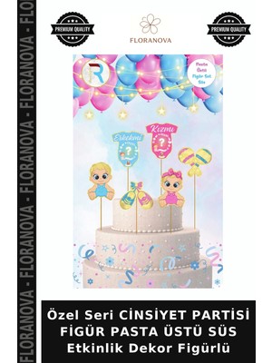 Floranova Özel Seri Cinsiyet Partisi Figür Pasta Üstü Süs Etkinlik Dekor Figürlü