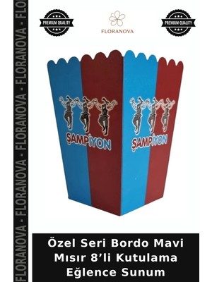 Floranova Özel Seri Bordo Mavi Mısır 8’li Kutulama Eğlence Sunum