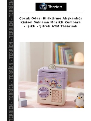 Terrien Çocuk Odası Biriktirme Alışkanlığı Kişisel Saklama Müzikli Kumbara - Işıklı - Şifreli Atm Tasarımlı