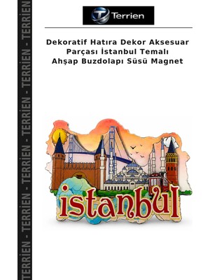 Terrien Dekoratif Hatıra Dekor Aksesuar Parçası Istanbul Temalı Ahşap Buzdolapı Süsü Magnet