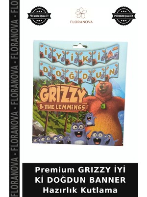 Floranova Premium Grızzy Iyi Ki Doğdun Banner Hazırlık Kutlama