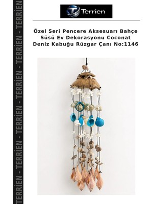 Terrien Özel Seri Pencere Aksesuarı Bahçe Süsü Ev Dekorasyonu Coconat Deniz Kabuğu Rüzgar Çanı NO:1146