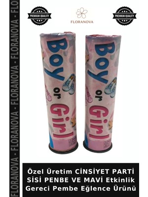 Floranova Özel Üretim Cinsiyet Parti Sisi Penbe ve Mavi Etkinlik Gereci Pembe Eğlence Ürünü