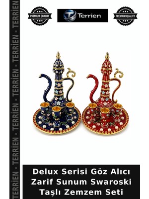 Terrien Delux Serisi Göz Alıcı Zarif Sunum Swaroski Taşlı Zemzem Seti