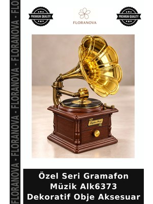 Floranova Özel Seri Gramafon Müzik ALK6373 Dekoratif Obje Aksesuar