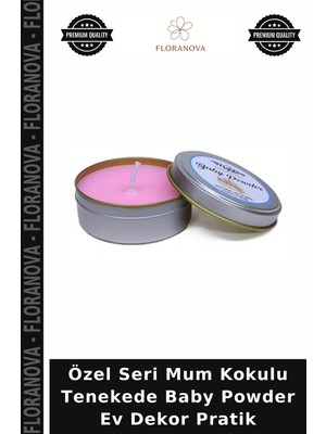 Floranova Özel Seri Mum Kokulu Tenekede Baby Powder Ev Dekor Pratik