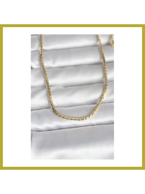 Bezos cm 14K Gold Renk Yassı Model 60 cm Kadın Kolye Bcks