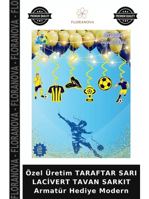 Floranova Özel Üretim Taraftar Sarı Lacivert Tavan Sarkıt Armatür Hediye Modern