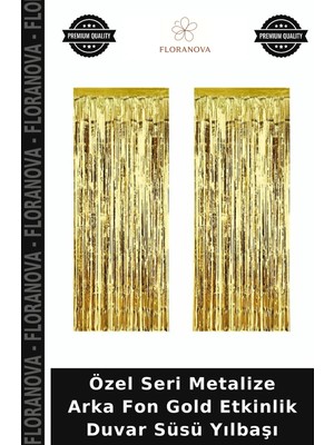 Floranova Özel Seri Metalize Arka Fon Gold Etkinlik Duvar Süsü Yılbaşı