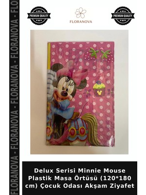 Floranova Delux Serisi Minnie Mouse Plastik Masa Örtüsü (120*180 Cm) Çocuk Odası Akşam Ziyafet