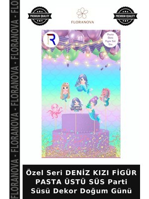 Floranova Özel Seri Deniz Kızı Figür Pasta Üstü Süs Parti Süsü Dekor Doğum Günü
