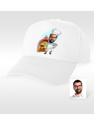 BK Gift Kişiye Özel Bay Kebapçı Karikatür Beyaz Şapka - 1