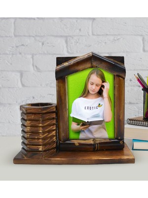 BK Gift Kişiye Özel Fotoğraflı Bambu Çerçeve-Kalemlik