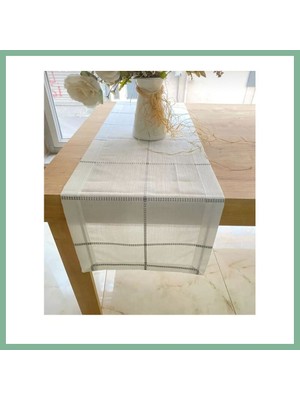 Bşk Virgo Belena Gri Çizgili Tek Runner 30/130 cm Masa Üzeri Dekoratif Runner BSK2026