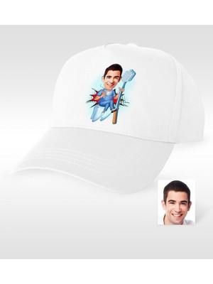 BK Gift Kişiye Özel Bay Diş Hekimi Karikatür Beyaz Şapka - 2