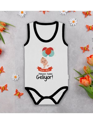 Bk Kids Kişiye Özel Mekanın Sahibi Geliyor Siyah Biyeli Askılı Sıfır Kol Bebek Body Zıbın, Yeni Doğan Bebek Hediyesi