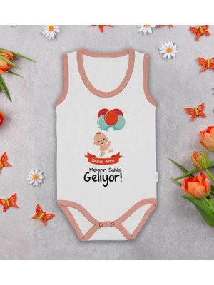 Bk Kids Kişiye Özel Mekanın Sahibi Geliyor Pembe Biyeli Askılı Sıfır Kol Bebek Body Zıbın, Yeni Doğan Bebek Hediyesi