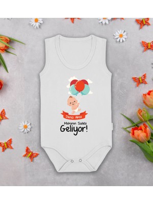 Bk Kids Kişiye Özel Mekanın Sahibi Geliyor Beyaz Askılı Sıfır Kol Bebek Body Zıbın, Yeni Doğan Bebek Hediyesi