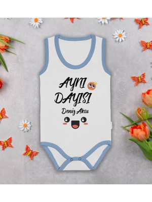Bk Kids Kişiye Özel Isimli Mavi Biyeli Askılı Sıfır Kol Bebek Body Zıbın-11, Yeni Doğan Bebek Hediyesi