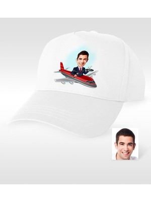 BK Gift Kişiye Özel Bay Host Karikatür Beyaz Şapka - 1