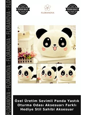 Floranova Özel Üretim Sevimli Panda Yastık Oturma Odası Aksesuarı Farklı Hediye Stil Sahibi Aksesuar