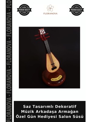 Floranova Saz Tasarımlı Dekoratif Müzik Arkadaşa Armağan Özel Gün Hediyesi Salon Süsü