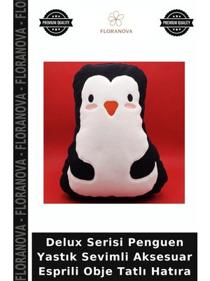 Floranova Delux Serisi Penguen Yastık Sevimli Aksesuar Esprili Obje Tatlı Hatıra