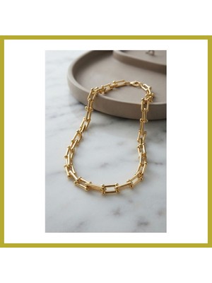 Bezos Gold Renk Pirinç Tifani Model Kadın Kolye Bcks