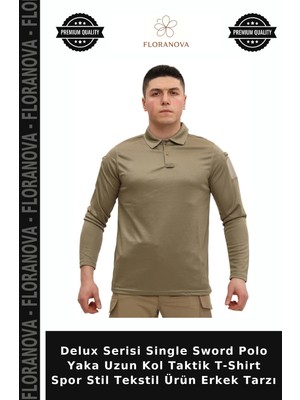 Floranova Delux Serisi Single Sword Polo Yaka Uzun Kol Taktik T-Shirt Spor Stil Tekstil Ürün Erkek Tarzı