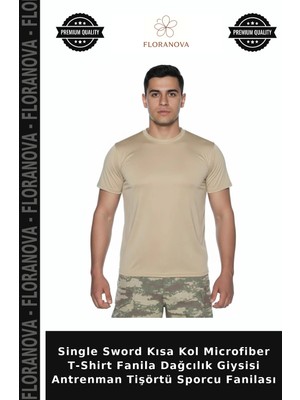 Floranova Single Sword Kısa Kol Microfiber T-Shirt Fanila Dağcılık Giysisi Antrenman Tişörtü Sporcu Fanilası
