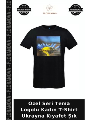 Floranova Özel Seri Tema Logolu Kadın T-Shirt Ukrayna Kıyafet Şık