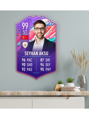 BK Gift Kişiye Özel Ahşap Tablo Futbolcu Kartı-2