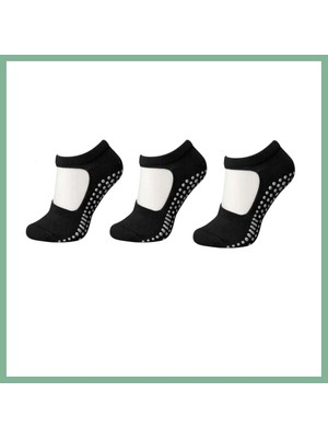 Bşk Virgo Kaymaz Taban 3'lü Yoga ve Pilates Çorabı Siyah Kadın, Silikon Tabanlı Nefes Alabilir Bilek Bantlı Çorap, Ev Yoga Pilates Trambolin Umre Için · Renk: Siyah · Beden: 36-40 BSK2026