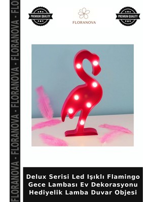 Floranova Delux Serisi LED Işıklı Flamingo Gece Lambası Ev Dekorasyonu Hediyelik Lamba Duvar Objesi