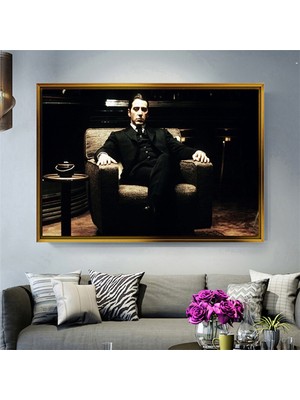 Giyense Tablothe Godfather Al Pacino Michael Corleone Çerçeveli Kanvas Tablo Modern Salon Dekoru