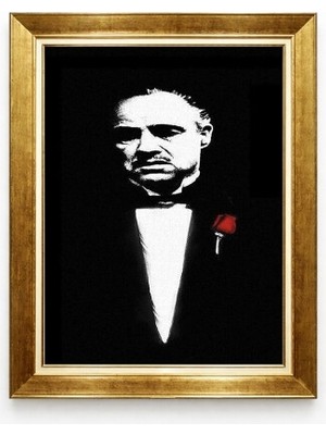 Giyense Tabloaltın Çerçeveli The Godfather Baba Marlon Brando Pop Art Tablo Sinema Sever Ofis Genç Odası Duvar Dekoru