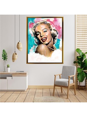 Giyense Tablopop Art Marilyn Monroe Portre Tablosu Çerçeveli Kanvas Tablo Modern Salon Dekoru