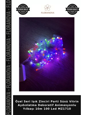 Floranova Özel Seri Işık Zinciri Parti Süsü Vitrin Aydınlatma Dekoratif Animasyonlu Yılbaşı 10M 100 LED MZ1710