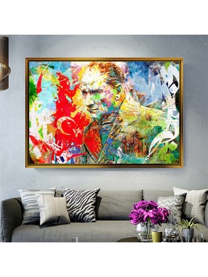 Giyense Tablorenkli Soyut Sanat Atatürk Portresi Kanvas Tablo Modern Salon ve Ofis Duvar Dekoru
