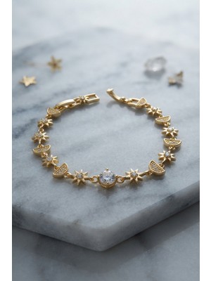 MiraLive Gold Renk Celestial Yıldız ve Hilal Model Kadın Bileklik 5886