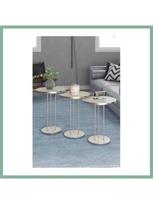 Bşk Virgo Gümüş Terra Zigon Krem Bej 3'lü BSK2026