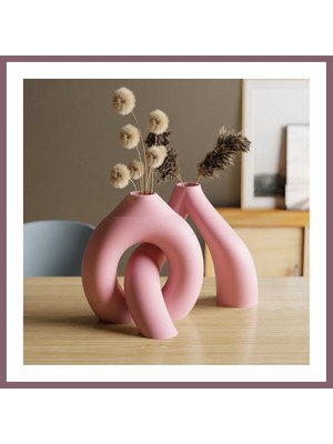 Bezos 3D Baskı Interlocking Vazo - Iç Içe Geçen Dekoratif Vazo-Pembe Bzss