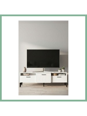 Bşk Virgo Mistral Tv Sehpası Metalik Beyaz 160X40 cm BSK2026