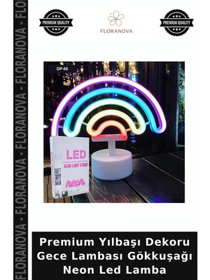 Floranova Premium Yılbaşı Dekoru Gece Lambası Gökkuşağı Neon LED Lamba