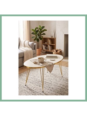 Bşk Virgo Orta Sehpa Elips Gold Krem Tel BSK2026