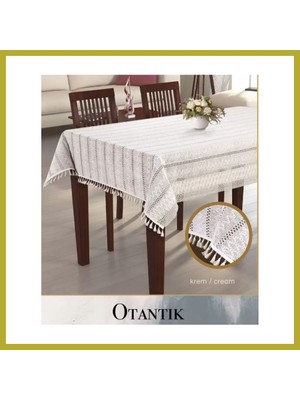 Bezos Otantik Model Krem 150X220 cm Pamuklu Masa Örtüsü Tablecloth Zarif Yemek Masası Bcks